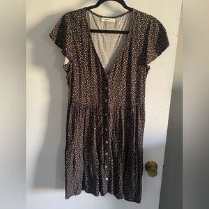 Arizona Jean Company Brown Floral Button-Down Midi Dress